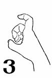 This dactyl has an open form copying the corresponding letter v from the Georgian alphabet. The palm is facing left the thumb and the index fingers are exposing the modified C, while the other fingers are curved, creating an open circle.
