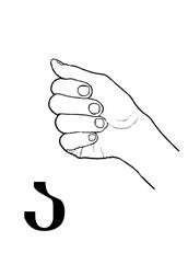 the thumb is raised and one can see the Georgian a on the hand the open part of the palm paints this letter