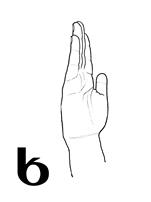 This is an open dactyl x. The palm is facing forward /or left. All the fingers are extended referring the word xeli - hand.