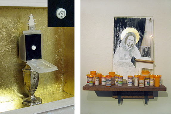 St. Dymphna, Patroness of Mental Health (detail, left panel) and St. Dymphna, Patroness of Mental Health (left panel)