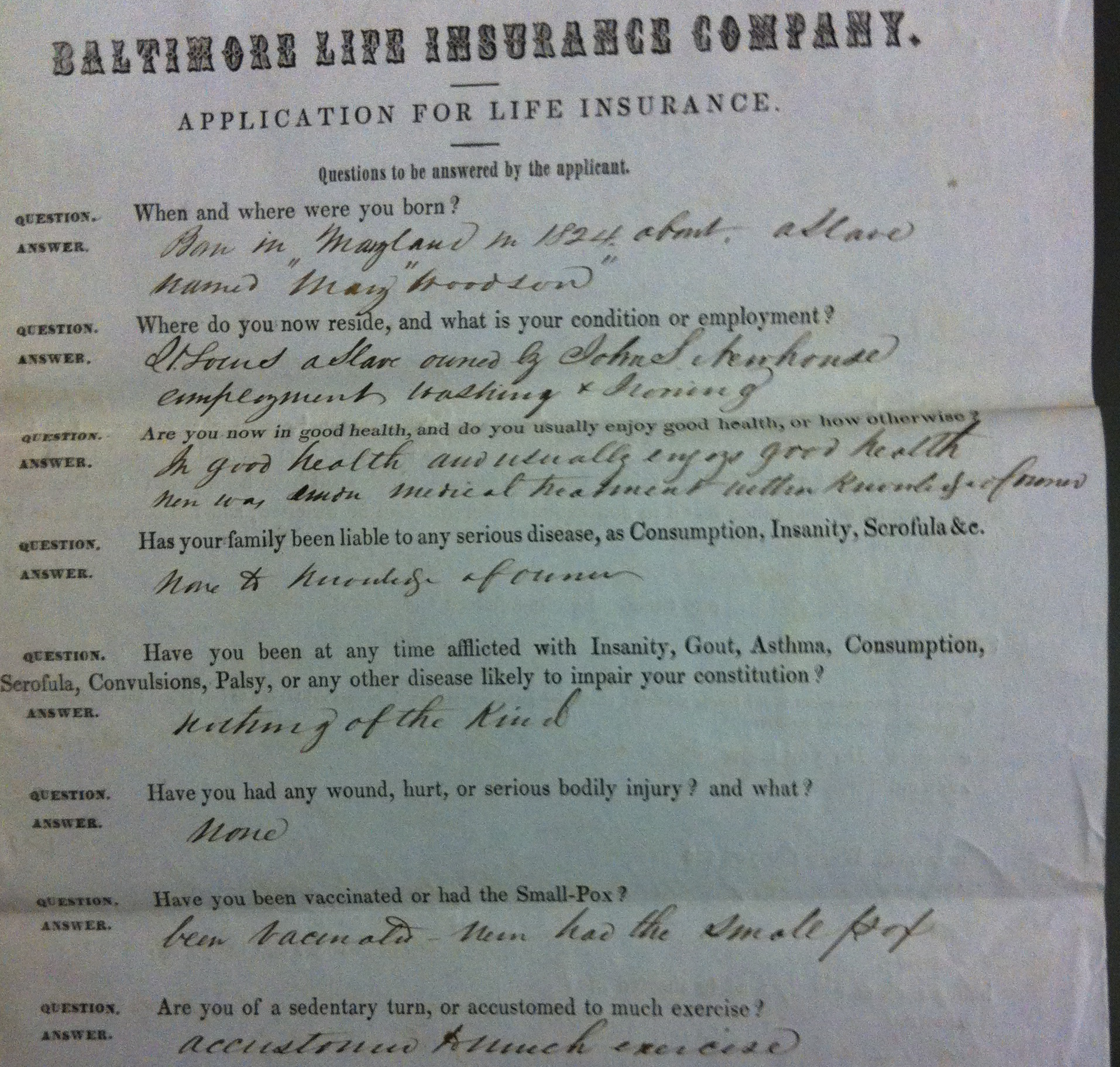 Application For Life Insurance