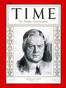 Cover Time magazine from 1928 showing a portrait of Herbert Hoover