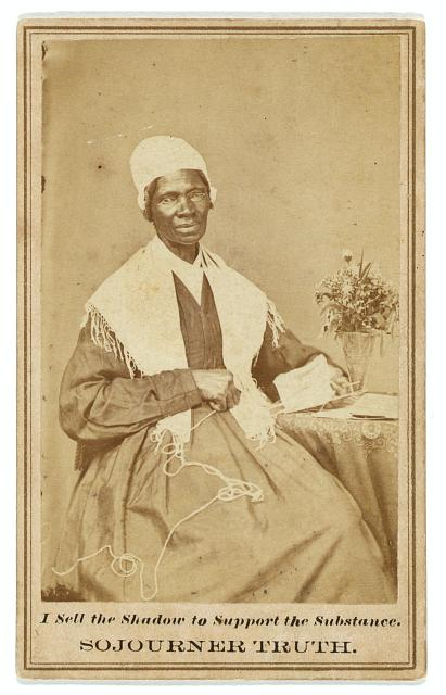 portrait of Sojourner Truth captioned 'I Sell the Shadow to Support the Substance.'