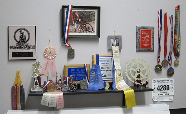 Photograph of personal trophy shrine.