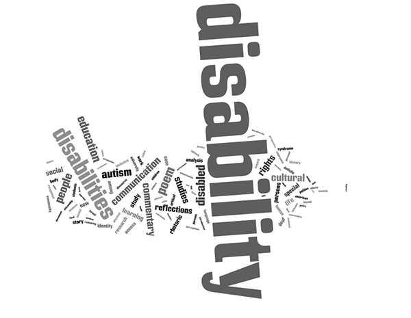 This is a Wordle created from the titles of articles in DSQ from 2006-2012.  It demonstrates the significance of certain terms—such as <em>disability</em>, <em>autism</em>, <em>cultural</em>, and <em>rights</em>—as they appeared in weight and frequency during this period.