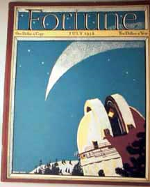 Cover of Fortune magazine from 1928 showing an observatory and shooting star