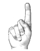 Illustration showing a hand with the index finger extended and the other fingers closed