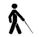 Figure of an individual walking with a cane