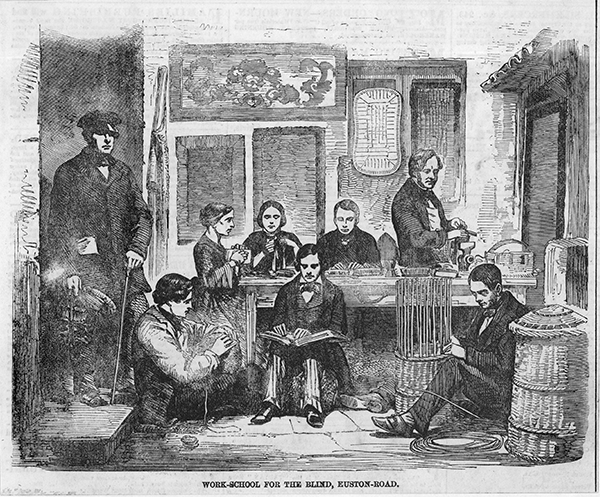 Unknown, 'Work-School for the Blind, Euston Road,' 1858. More description below.