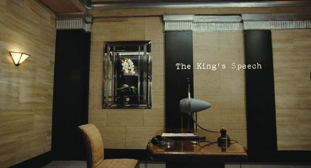 Still from title sequence of The King's Speech. More description below.